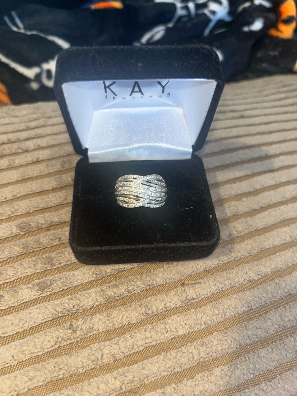 Kay Jewelers Silver Interwoven Pave Ring with Sparkling Stones